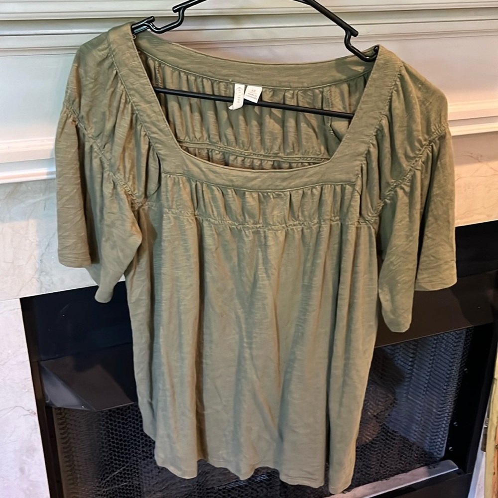 Olive knit top. Size M.  Worn several times. Listing # 186